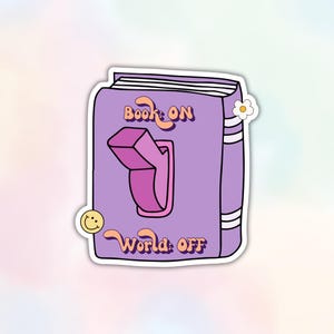 Sticker interrupteur livre sur interrupteur - Sticker vinyle livresque violet kawaii découpé - cadeau Booktok pour elle Kobo - gourde Kindle étanche pour ordinateur portable