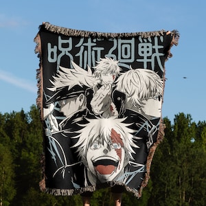 Anime Hand Woven Cozy Blanket | Gojo Tapestry Throw | Suitable As Snuggle Blanket Or Woven Wall Hanging