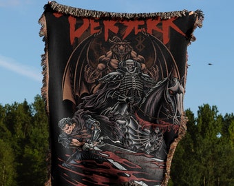 Anime Hand Woven Cozy Blanket | Manga Tapestry Throw | Suitable As Snuggle Blanket Or Woven Wall Hanging