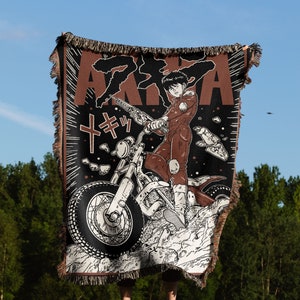 Anime Hand Woven Cozy Blanket | Manga Tapestry Throw | Suitable As Snuggle Blanket Or Woven Wall Hanging