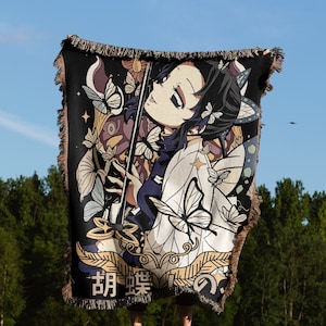 Anime Hand Woven Cozy Blanket | Manga Tapestry Throw | Suitable As Snuggle Blanket Or Woven Wall Hanging