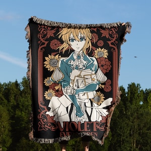 Anime Hand Woven Cozy Blanket | Manga Tapestry Throw | Suitable As Snuggle Blanket Or Woven Wall Hanging