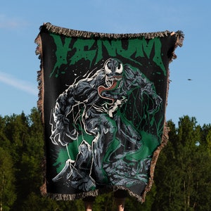 Venom Hand Woven Cozy Blanket | Spiderman Marvel Tapestry Throw | Snuggle Blanket & Woven Wall Hanging image 1