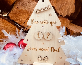 Calendrier de l'avent personnalisé en bois - Calendrier de Noël en bois - Décoration de Noël - Calendrier enfant personnalisé en bois