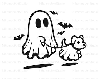 Ghost Walking Dog Svg, Skeleton Dog Boop Svg, Ghost Clipart, Halloween Svg, Ghost Png, Skeleton Dog Svg, Ghost Svg, Silhouette, Svg/Png/Jpg