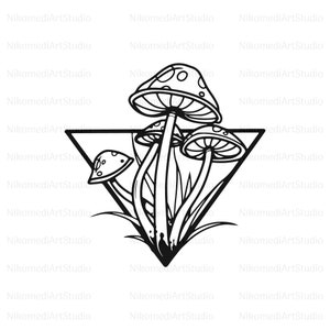 Row of Mushrooms Svg Bundle, Mushroom Svg, Fungi Clipart, Cute Mushroom Svg