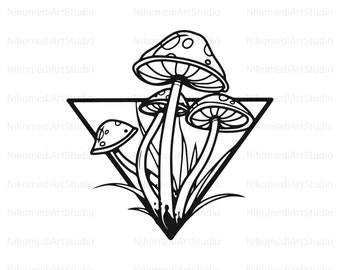 Row of Mushrooms Svg Bundle, Mushroom Svg, Fungi Clipart, Cute Mushroom Svg