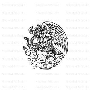 Mexico Coat of Arms Outline svg png jpeg ai pdf transparent vector graphic design digital cut file clipart dye sub laser engraving image