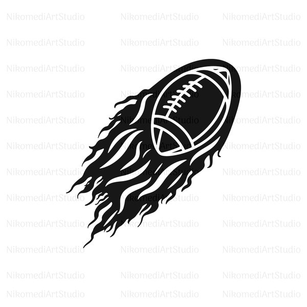 Football Flame SVG, Football SVG, Football Silhouette, Football PNG, Football Cut Files, Football For Cricut, Silhouette, Svg/Png/Jpg/Pdf/Ai