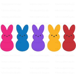 Easter Bunny Peeps PNG JPG svg Cricut Embroid Blue Red Pink Orange Purple Clipart Sublimation TShirt Design Download Printable Gifts