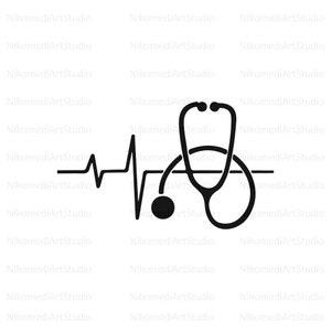 Stetoscopio cardiaco SVG PNG, stetoscopio Svg Essential Worker Svg, Doctor Svg, infermiera Svg Battito cardiaco Svg Camicia, PDF ai Jpg Hospital Circut vettoriale