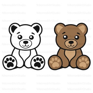 Teddy Bear SVG. PNG . Beary Cute. Cricut Cut Files, Silhouette. Great for  onesies, shirts. Zoo animals. Instant download Cute Baby Bear.