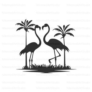 Flamingo and Palm Tree Svg, Cut files for Cricut. Tropical Flamingo Svg, Palm Tree Beach Svg, Svg for Cricut and Silhouette