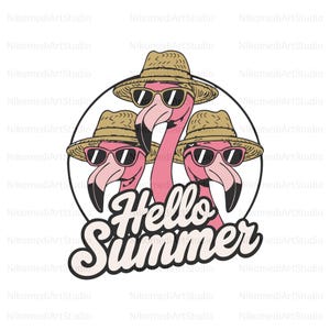 Hello Summer Svg, Flamingo Svg, Summer svg,  Summer shirt Svg, Files for Cricut, Summer Png Beach Svg, Digital Download, Png-Pdf-Ai-Jpeg