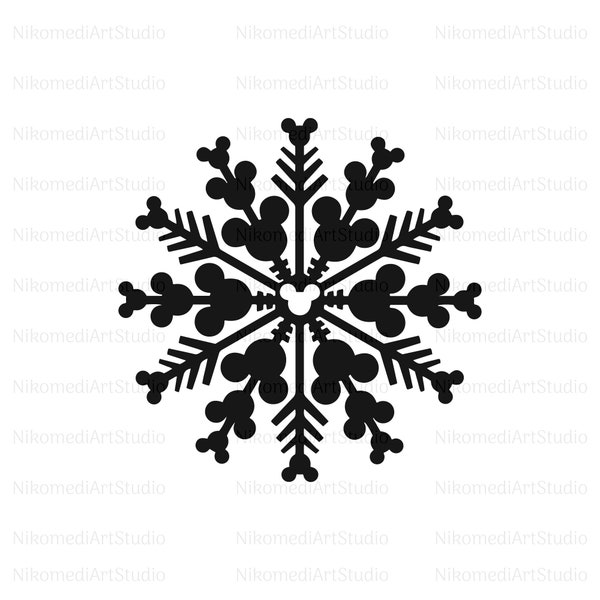 Mickey Mouse Snowflake SVG, Mickey Winter Snowflake, Disneyland World Christmas Svg, Snowflake Svg, Christmas Snowflake Svg, Christmas Svg