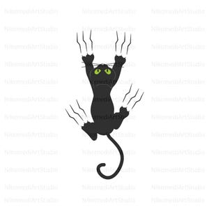 Kletternde Katzen-Svg, lustige Katzen-Svg, Katzensilhouette-Svg, verrückte Katzen-Svg, Katzenliebhaber Cricut, kletternde Katze Png, digitaler Download, Pdf-Ai-Jpeg
