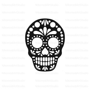 Arquivo de corte de caveira de açúcar svg png, download, Dia dos mortos, caveira Svg, silhueta Cricut, download digital de artesanato