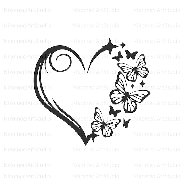 Valentines Day Png SVG, Heart Butterfly SVG, Love Svg, Svg File For Cricut, Sublimation Designs Downloads