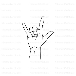 Kocham Cię Znak Dłoni Svg, ASL, Język Migowy Svg. Wektor Plik Cięcia Cricut, Sylwetka, Naklejka, Kalkomania, Winyl, Szablon, Pdf Png Svg Ai