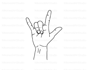 I Love You Hand Sign Svg, ASL, Gebarentaal Svg. Vector Cut bestand Cricut, Silhouet, Sticker, Decal, Vinyl, Stencil, Pdf Png Svg Ai