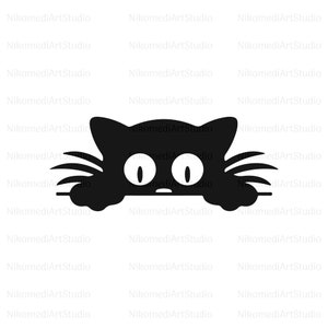 cute cat, peeking cat, funny kitty, cat svg, pet svg, animal funny face, printable png, laser cut file plasma, shirt svg, illustration