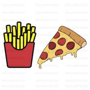 Pizza and French Fries Svg Bundle ,Food Svg Bundle - SVG, PNG, JPG - Digital Cut File, Pizza Svg, Pizza Slice, French Fries Svg