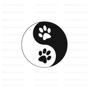 Yin Yang Paw SVG, Ying Yang Svg, Paw Svg, Cut File, SVG, PNG, Jpeg, Pdf, Ai, Clipart, Silhouette, Cricut, Vector, Stencil, Decal, Symbol