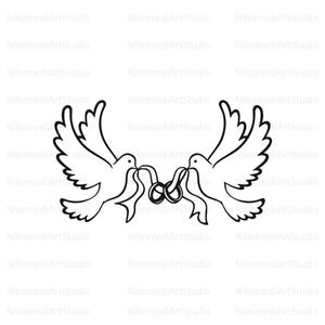 Pareja de boda palomas svg, anillos de matrimonio svg, boda svg, silueta, cricut, anillo de compromiso SVG, matrimonio svg, descarga digital