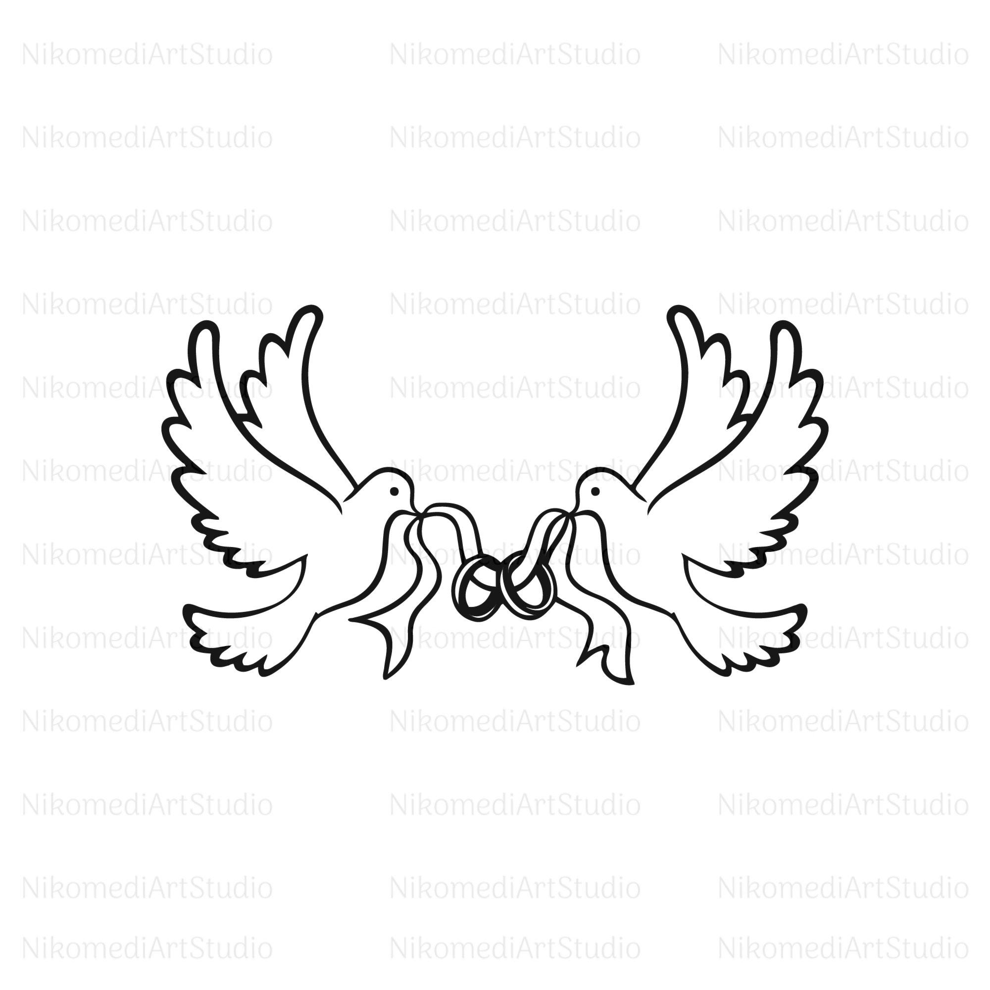 Wedding Couple Doves Svg, Marriage Rings Svg, Wedding Svg,  Silhouette, Cricut, Engagement Ring SVG, Marriage Svg, Digital Download