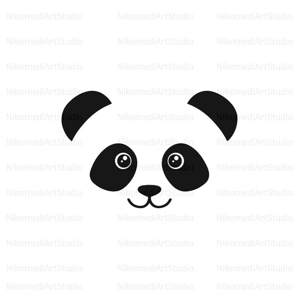 Panda Face SVG, Cuttable Cute Plain Simple, Panda Bear Face svg, Cut Files for Cricut, Commercial Use - Jpeg/PNG/Pdf/Ai