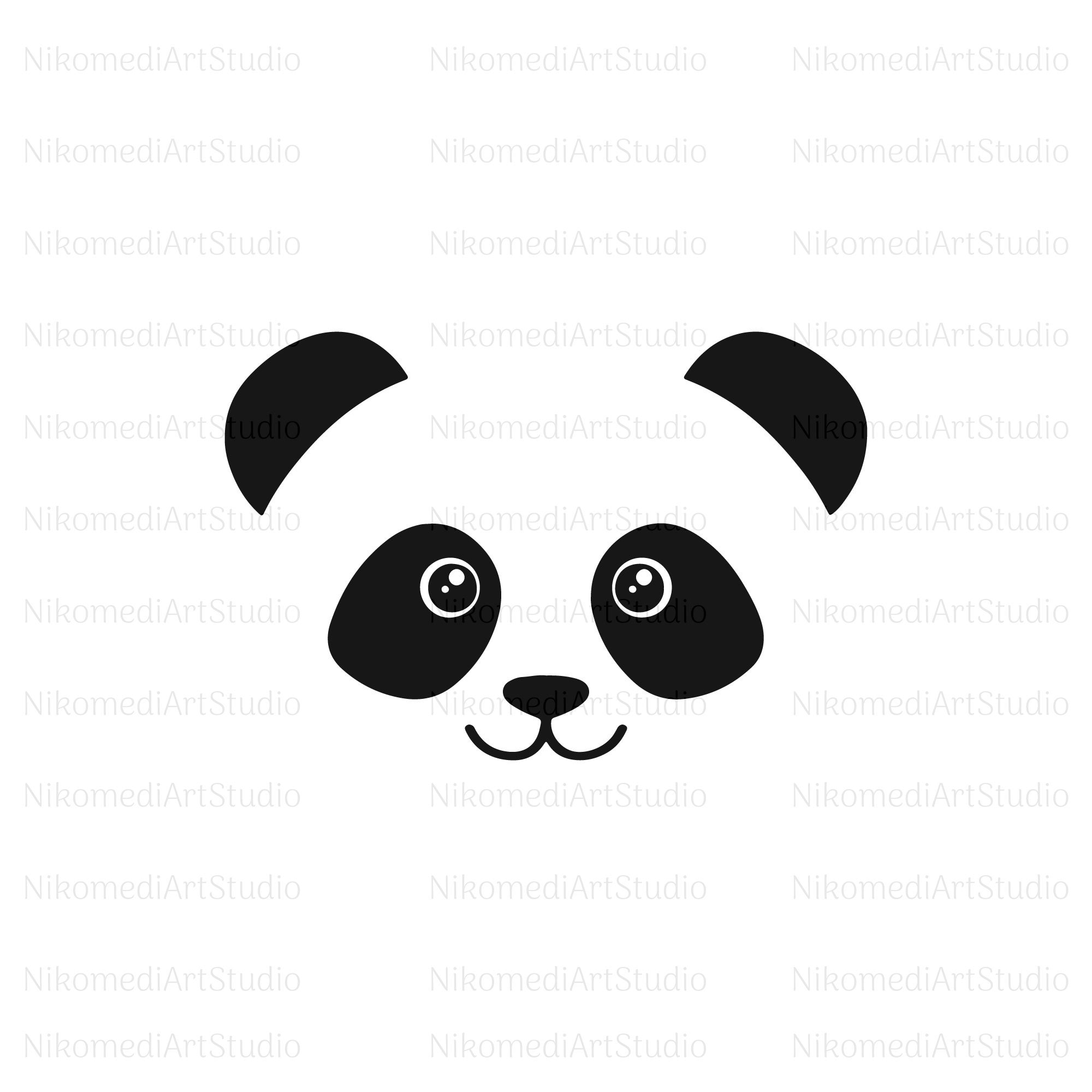 Panda Face SVG, Cuttable Cute Plain Simple, Panda Bear Face svg, Cut Files for Cricut, Commercial Use - Jpeg/PNG/Pdf/Ai