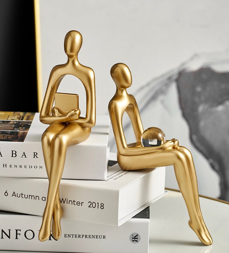 Abstract Resin Statue Cute Statue Bookshelf Decoration Etsy