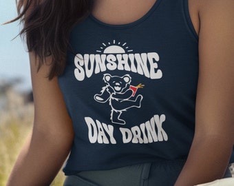 Grateful Dead Bear Sunshine Day Drink Womens T-shirt V-neck Tank