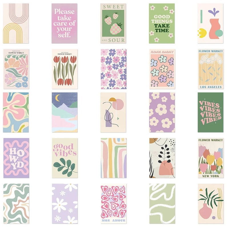 Pastel Sticker Set 10/50 PCS Danish Pastel Sticker Set | Aesthetic Pastel Design for ...