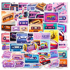 10/30/50-delige retro cassettestickerset - vintage muziekstickers voor tijdschriften, planners, plakboek, bidon, notitieboekjes en laptops