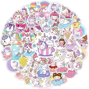 10/50/100PCS Rainbow Unicorn Sticker Pack - Dekoracja jednorożca do laptopa, albumu, planera i dziennika | Prezent dla dzieci i miłośników jednorożców
