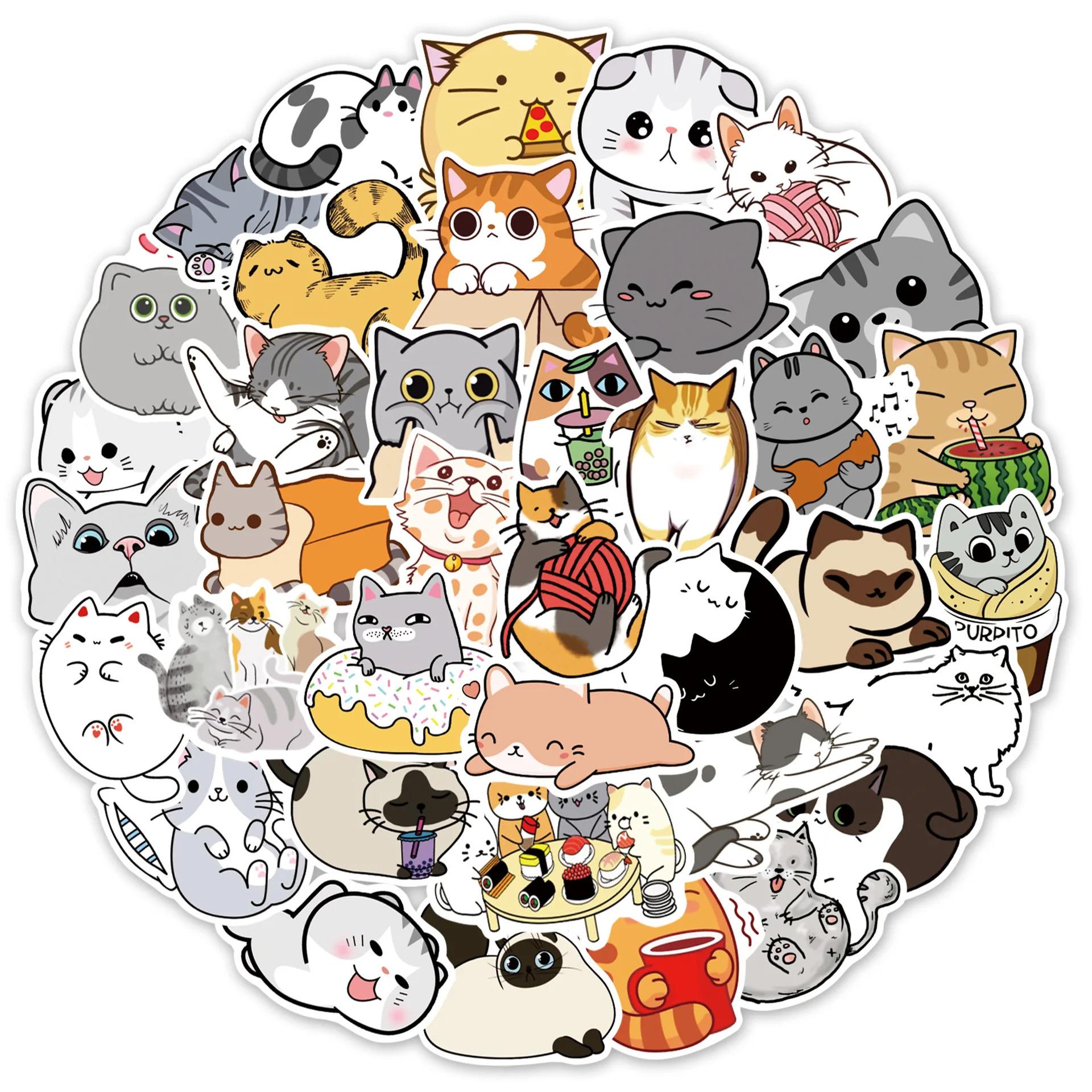 10/30/50 PCS Cute Cat Sticker Pack | Kawaii Kitty Sticker Set for ...