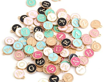 10 PCS 12*14mm A-Z Letter Charms Enamel Charms Alphabet Initial Letter Handmade Pendant For Diy Bracelet Jewelry Making Wholesale