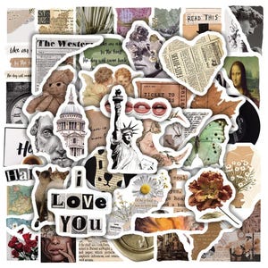 10/30/50 stuks vintage esthetische stickerspakket | Efemere retrokunst, bloemen en collages voor laptop, plakboek, dagboek, doe-het-zelf en planner