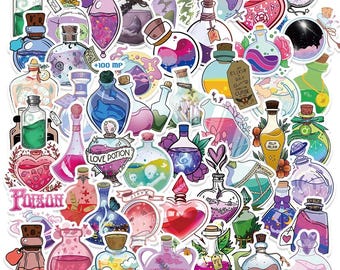 10/30/50pcs Magical Potion Bottle Sticker Set – Cute Fantasy Elixirs, Love Potions, and Witchy Bottles for Planners, Scrapbooks, and Crafts