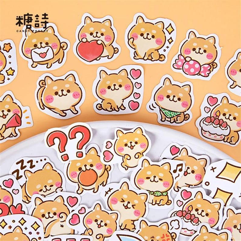 40pcs Cute Shiba Inu Fluffy Dog Sticker | Adorable and Furry Pup ...