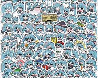 100PCS Cute Hatsune Miku Chibi Sticker - Vinyl Decal for Laptops, Notebooks, Scrapbook, Journal, Planner and Phone - Gift for Kids