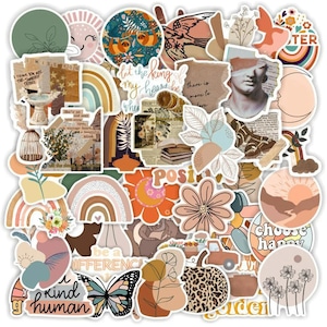 10/50/100PCS Cartoon Retro Art Bohemian Stickers | Aesthetic Vintage Cute Decals for Laptop, Scrapbook, Diary, Planner, and Journal