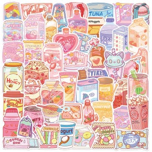 50PCS Kawaii Food Stickers Pack – Cute Snack Stickers for Journal, Scrapbook, Planners, Laptop, and DIY Craft Projects, Embellishment