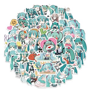 May include: A set of 50 colourful stickers featuring cartoon characters with green hair and blue eyes. The stickers are perfect for decorating laptops, water bottles, notebooks, and more.