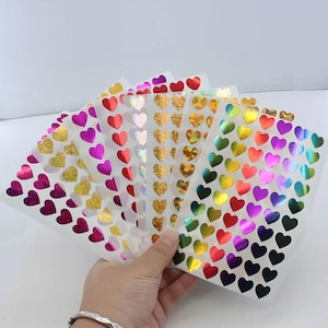 Lot de 10 autocollants coeur | Stickers holographiques scintillants pour travaux manuels, carnets de notes, albums de scrapbooking, agendas et carnets de notes, ordinateurs portables | Cadeau pour les enfants