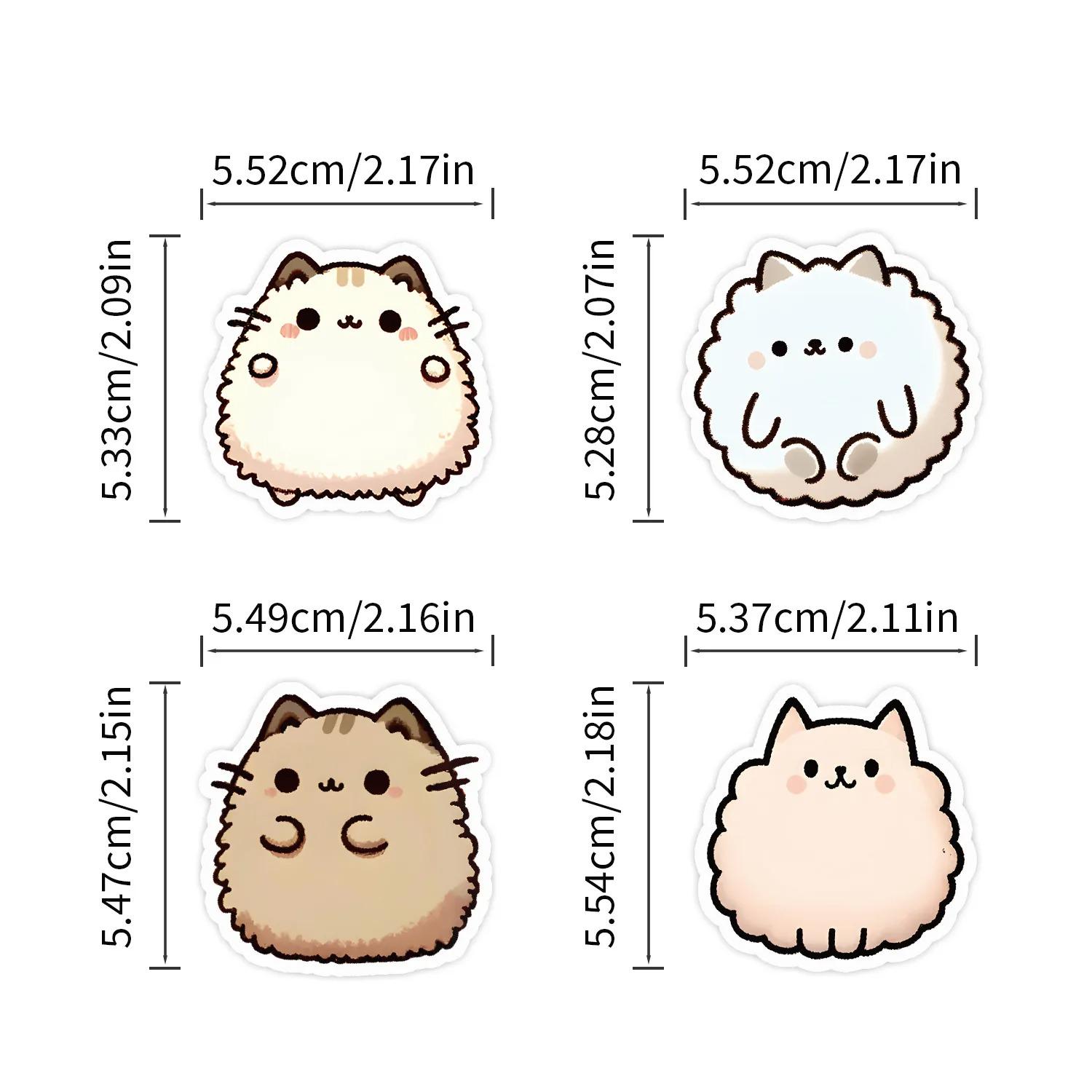 50 PCS Cute Fluffy Cat Sticker Pack | Cozy Coffee Cat Stickers | Kawaii ...