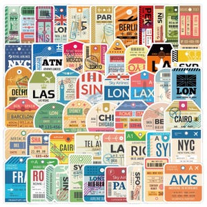 10/50st vintage bagagelabelstickers voor reisliefhebbers - retro sticker vliegticket laptop, plakboek, dagboek, notitieboekje en planner
