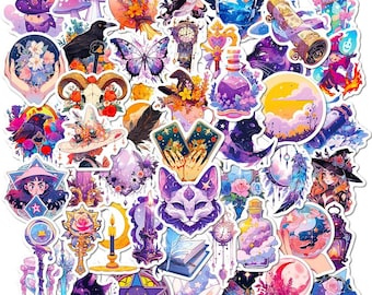10/30/50st Witchy Aesthetic Sticker Pack - Magische Hexe Aufkleber mit Zaubertränke, Tarot, Monde und Kristalle für Journals und Scrapbooks