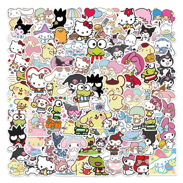 10/50/100pcs Cute Cartoon Sanrio Stickers Hello Kitty / Cinnamoroll / Kuromi / My Melody